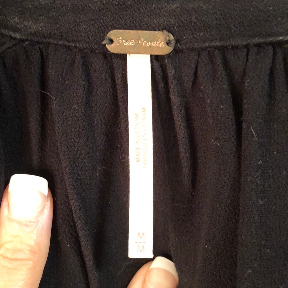 M free people black top with crochet cut outs - Picture 5 of 5